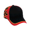 Otto Cap Flame Pattern Brushed Cotton Twill Low Profile Pro Style Two Tone Color Caps Black/Red/Gold