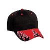 Otto Cap Flame Pattern Visor Brushed Cotton Twill Low Profile Pro Style Two Tone Color Cap Red/Black/White