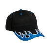 Otto Cap Flame Pattern Visor Brushed Cotton Twill Low Profile Pro Style Two Tone Color Caps Black/Royal/White