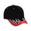 Otto Cap Flame Pattern Visor Brushed Cotton Twill Low Profile Pro Style Two Tone Color Caps Black/Red/White