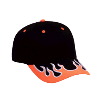 Otto Cap Flame Pattern Visor Brushed Cotton Twill Low Profile Pro Style Two Tone Color Caps Black/Neon Orange/White