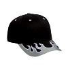 Otto Cap Flame Pattern Visor Brushed Cotton Twill Low Profile Pro Style Two Tone Color Caps Black/Gray/White