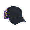 Otto Cap Flame Pattern Cotton Twill Low Profile Pro Style Two Tone Color Caps Black/Purple/Gold