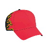 Otto Cap Flame Pattern Cotton Twill Low Profile Pro Style Two Tone Color Caps Red/Black/Gold