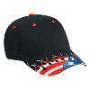 Otto Cap United States Flag Flame Pattern Visor Brushed Cotton Twill Low Profile Pro Style Caps Black