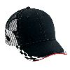 Otto Cap Racing Flame Pattern Cotton Twill Sandwich Visor Low Profile Pro Style Mesh Back Two Tone Color Caps Black/Red/White