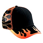 Flame Pattern Cotton Twill Low Profile Pro Style Mesh Back Two Tone Color Caps