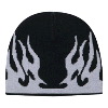 Otto Cap Flame Design Acrylic Knit Two Tone Color 8" Beanie Black/Gray