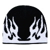 Otto Cap Flame Design Acrylic Knit Two Tone Color 8" Beanie Black/White