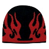Otto Cap Flame Design Acrylic Knit Two Tone Color 8" Beanie Black/Red
