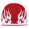 Otto Cap Flame Design Acrylic Knit Two Tone Color 8" Beanie Red/White