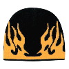 Otto Cap Flame Design Acrylic Knit Two Tone Color 8" Beanie Black/Gold