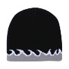 Otto Cap Flame Design Reversible Acrylic Knit Two Tone Color 8" Beanie Black/Gray/White