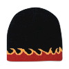 Otto Cap Flame Design Reversible Acrylic Knit Two Tone Color 8" Beanie Black/Red/Gold