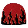 Otto Cap Flame Design Acrylic Knit Two Tone Color 8" Beanie Red/Black/Gold