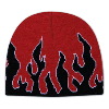 Otto Cap Flame Design Acrylic Knit Two Tone Color 8" Beanie Red/Black/White