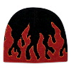 Otto Cap Flame Design Acrylic Knit Two Tone Color 8" Beanie Black/Red/Gold