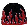 Otto Cap Flame Design Acrylic Knit Two Tone Color 8" Beanie Black/Red/White