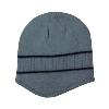 Otto Cap Acrylic Knit Beanie with Stripes Charcoal Gray/Black