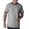 Anvil Adult Heavyweight Ringer Tee Heather Grey/Navy