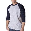 Anvil Adult Heavyweight Baseball Tee Heather Grey/Navy