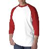 Anvil Adult Heavyweight Baseball Tee White/Red