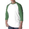 Anvil Adult Heavyweight Baseball Tee White/Kelly