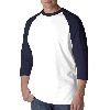 Anvil Adult Heavyweight Baseball Tee White/Navy