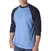 Anvil Adult Heavyweight Baseball Tee Carolina Blue/Navy