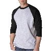 Anvil Adult Heavyweight Baseball Tee Heather Grey/Black