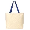 Gemline Colored Handle Tote Natural/Royal