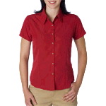 Ladies Shadow Box Camp Shirt In Solid Colors 