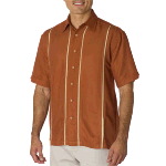 Mens Classic Camp Shirt With Vertical Inset Panel Stripes