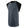 Champion Mens Cotton Jersey Raglan Cap-Sleeve Tee Granite Heather/Black