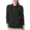Izod Ladies 3/4 Sleeve Silkwash Stretch Pique Sport Shirt  Black