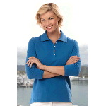Ladies 3/4 Sleeve Silkwash Stretch Pique Sport Shirt 