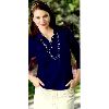 Izod Ladies 3/4 Sleeve Silkwash Stretch Pique Sport Shirt  Midnight