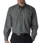 Mens Long Sleeve Silky Poplin Solid Oxford Shirt