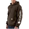 Carhartt Midweight Hooded Logo-Sleeve Sweatshirt Dark Brown