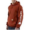 Carhartt Midweight Hooded Logo-Sleeve Sweatshirt Red Orange