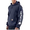 Carhartt Midweight Hooded Logo-Sleeve Sweatshirt Navy