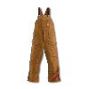 Carhartt Duck Zip-to-Hip Bib Overall, Quilt Lined Brown