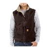 Carhartt Sandstone Mock-Neck Vest, Sherpa Lined Dark Brown