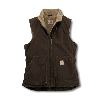 Carhartt Womens Sandstone Mock-Neck Vest, Sherpa Lined Dark Brown