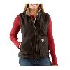 Carhartt Womens Sandstone Mock-Neck Vest, Sherpa Lined Dark Brown