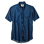 Mens Short Sleeve Button Down Denim Shirt