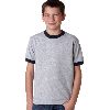 Anvil Youth Ringer Tee Heather Grey/Navy