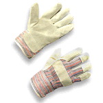 Split Cowhide Leather Gloves, with Cotton Back, Fleece Palm