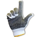 String Knit Gloves with PVC Dots on Palm and Back