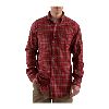 Carhartt Mens Midweight Flannel Plaid Long Sleeve Shirt Dark Red